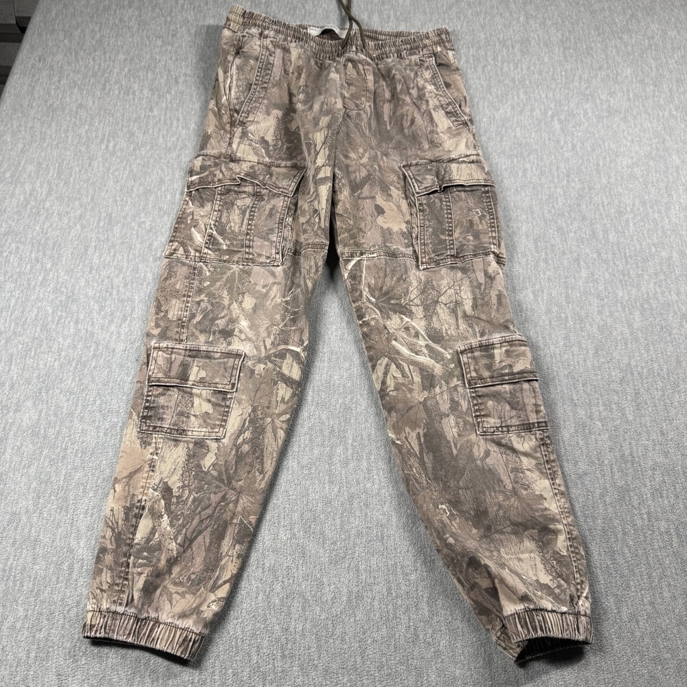 Hollister Pants Mens S Brown Camo Jogger Cargo Stretch Elastic Waist Streetwear